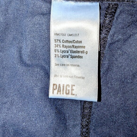 Paige | Carly Wide Leg Drawstring Detail Pants Vintage Navy Seascape | Size 33 - Picture 10 of 13